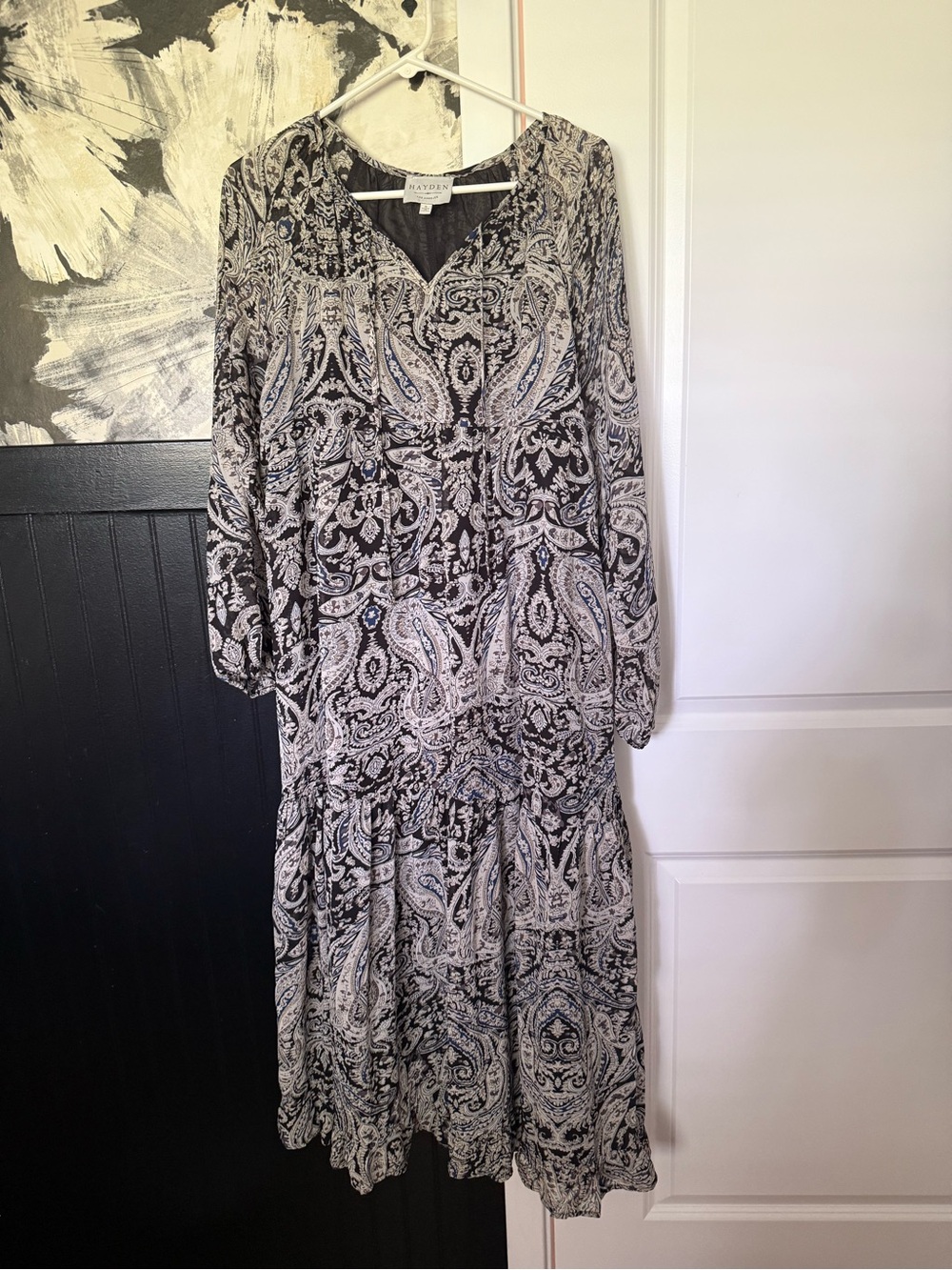 Hayden Black and White Paisley Maxi Dress